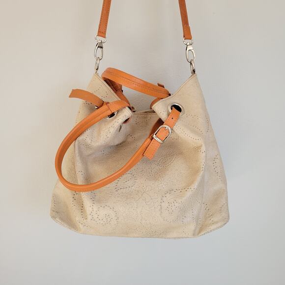 Borse in Pelle Genuine Leather Satchel Crossbody Purse in Cream - Picture 3 of 13